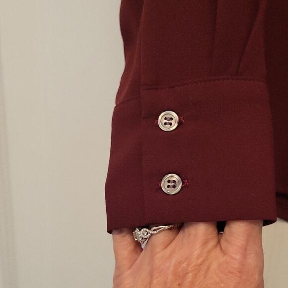 Ann Taylor Red Blouse with Cuffed Long Sleeves Size S Lightweight - Picture 12 of 12